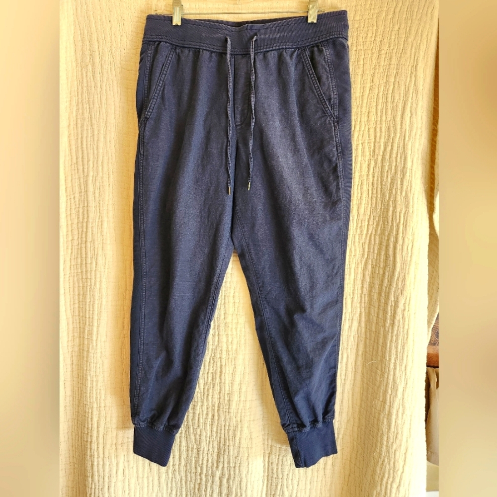 Gap Linen Washwell Joggers Navy Blue Size Medium